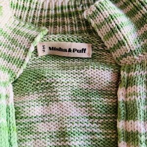 Misha And Puff Green and White Space Dye Kids Caridgan